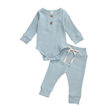Hand Knitted Ribbed Romper Pants Set