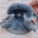 Fluffy Denim Winter Coat
